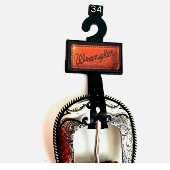 Wrangler Men's Full Grain Leather Belt Size 34 Brown/Black Color New - Picture 2 of 8